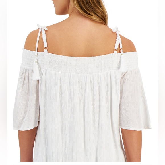 JM Collection Petite Tie-Shoulder Tassel Top - Picture 6 of 9